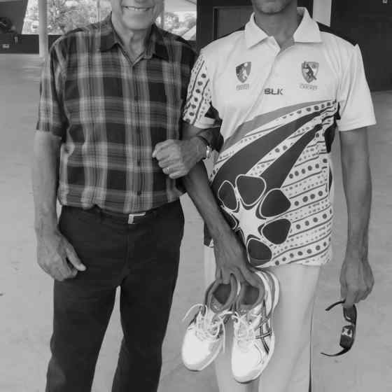 Charlie links up with NT men's team captain.