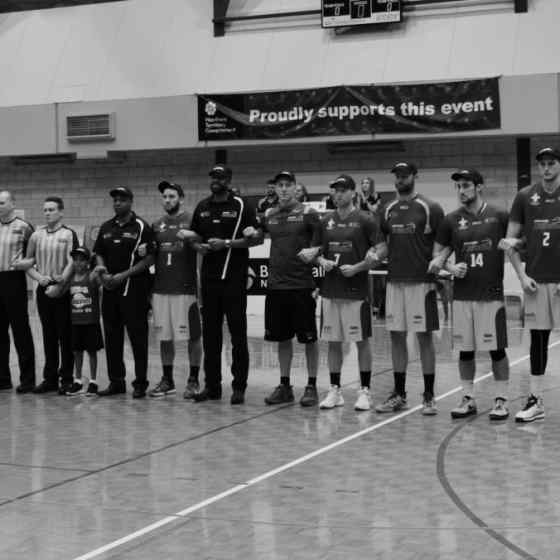 Adelaide 36ers and Townsville Crocs link up before their game at Darwin Basketball Stadium in front of an 800 fan crowd.