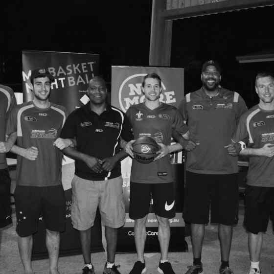 Players and coaches from Adelaide 36ers link up to say NO MORE family violence.