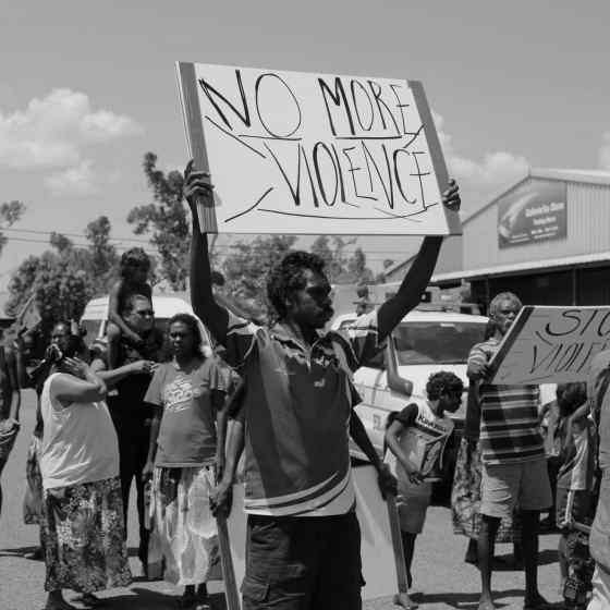 The people of Galiwinku march against family violence.
