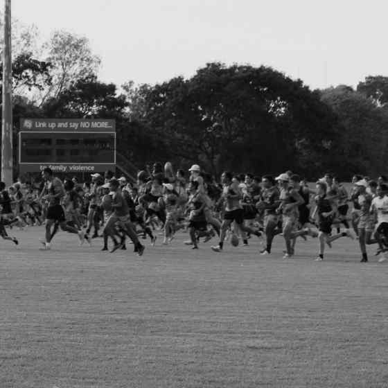 Men, women and children all training together on the same oval. 