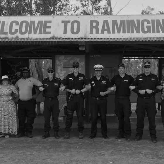 Charlie links up with Police Commissioner Reece Kershaw, Former Australian of the Year Rosie Batty and NT Police offers at Ramingining.