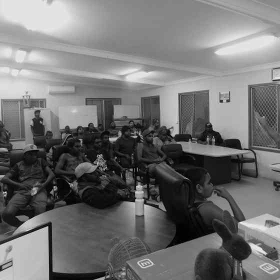 NO MORE Campaign workers delivered a family violence education session to Ltyentye Apurte FC .