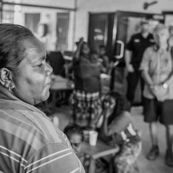 Ladies at the mum and bubs group all listened to Charlie talking about family violence and the effects it can have on children. Photo Credit: NT Police