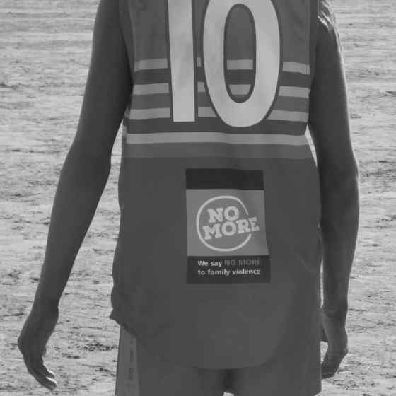 Ti Tree Roosters sporting the NO MORE Campaign logo on their new guernseys. 