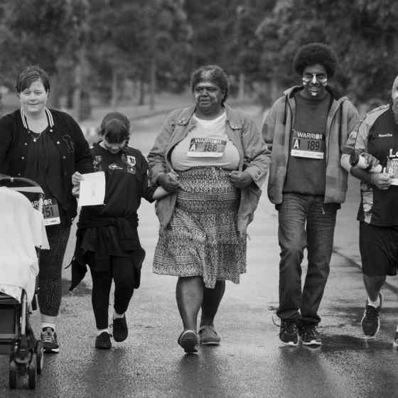 Walkers in the 5km link up to say NO MORE to family violence. 